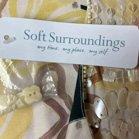 NWT SOFT SURROUNDINGS WO SIZ XL PETITE TUNIC TOP YELLOW BLACK SAGE FLORAL DESIGN - Picture 10 of 15